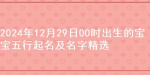 2024年12月29日00时出生的宝宝五行起名及名字精选