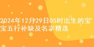 2024年12月29日05时出生的宝宝五行补缺及名字精选