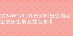 2024年12月31日03时出生的宝宝农历生辰及姓名参考