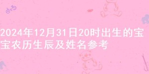 2024年12月31日20时出生的宝宝农历生辰及姓名参考