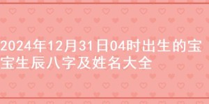 2024年12月31日04时出生的宝宝生辰八字及姓名大全