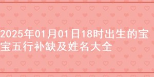 2025年01月01日18时出生的宝宝五行补缺及姓名大全