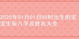 2025年01月01日05时出生的宝宝生辰八字及姓名大全