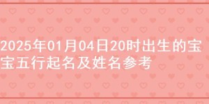 2025年01月04日20时出生的宝宝五行起名及姓名参考