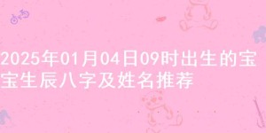 2025年01月04日09时出生的宝宝生辰八字及姓名推荐