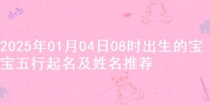 2025年01月04日08时出生的宝宝五行起名及姓名推荐