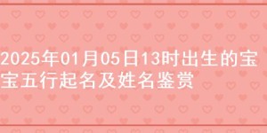 2025年01月05日13时出生的宝宝五行起名及姓名鉴赏