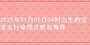 2025年01月05日04时出生的宝宝五行命理及姓名推荐