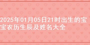 2025年01月05日21时出生的宝宝农历生辰及姓名大全