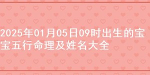 2025年01月05日09时出生的宝宝五行命理及姓名大全