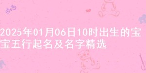 2025年01月06日10时出生的宝宝五行起名及名字精选