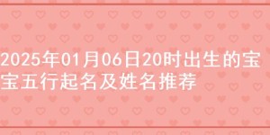 2025年01月06日20时出生的宝宝五行起名及姓名推荐