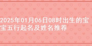 2025年01月06日08时出生的宝宝五行起名及姓名推荐