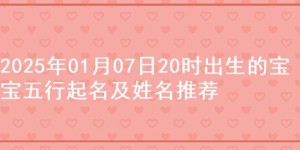 2025年01月07日20时出生的宝宝五行起名及姓名推荐