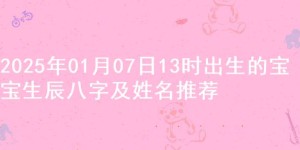 2025年01月07日13时出生的宝宝生辰八字及姓名推荐