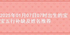 2025年01月07日07时出生的宝宝五行补缺及姓名推荐