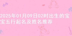 2025年01月09日02时出生的宝宝五行起名及姓名推荐