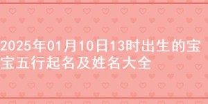 2025年01月10日13时出生的宝宝五行起名及姓名大全