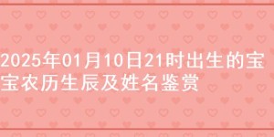 2025年01月10日21时出生的宝宝农历生辰及姓名鉴赏