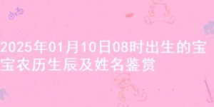 2025年01月10日08时出生的宝宝农历生辰及姓名鉴赏