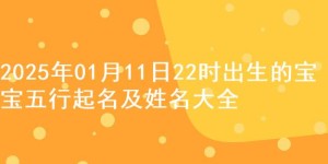 2025年01月11日22时出生的宝宝五行起名及姓名大全