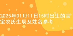 2025年01月11日15时出生的宝宝农历生辰及姓名参考