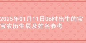 2025年01月11日06时出生的宝宝农历生辰及姓名参考