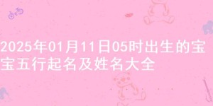 2025年01月11日05时出生的宝宝五行起名及姓名大全