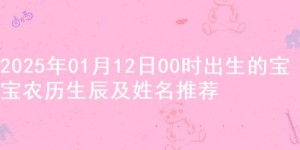 2025年01月12日00时出生的宝宝农历生辰及姓名推荐