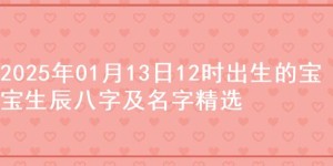 2025年01月13日12时出生的宝宝生辰八字及名字精选