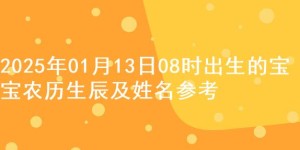 2025年01月13日08时出生的宝宝农历生辰及姓名参考