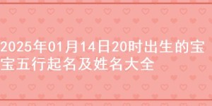 2025年01月14日20时出生的宝宝五行起名及姓名大全