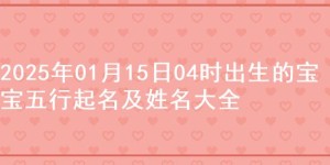 2025年01月15日04时出生的宝宝五行起名及姓名大全