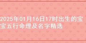 2025年01月16日17时出生的宝宝五行命理及名字精选