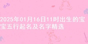 2025年01月16日11时出生的宝宝五行起名及名字精选