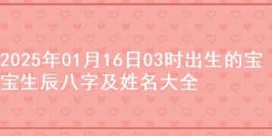 2025年01月16日03时出生的宝宝生辰八字及姓名大全