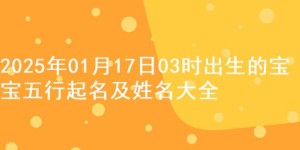 2025年01月17日03时出生的宝宝五行起名及姓名大全