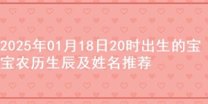 2025年01月18日20时出生的宝宝农历生辰及姓名推荐