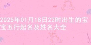 2025年01月18日22时出生的宝宝五行起名及姓名大全