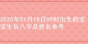 2025年01月18日09时出生的宝宝生辰八字及姓名参考