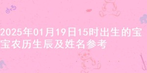 2025年01月19日15时出生的宝宝农历生辰及姓名参考