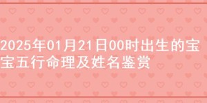 2025年01月21日00时出生的宝宝五行命理及姓名鉴赏