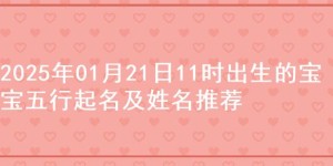 2025年01月21日11时出生的宝宝五行起名及姓名推荐