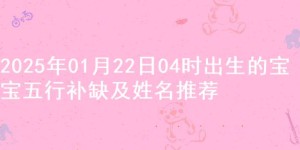 2025年01月22日04时出生的宝宝五行补缺及姓名推荐