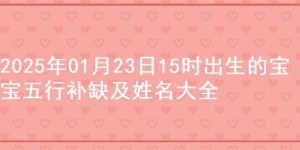 2025年01月23日15时出生的宝宝五行补缺及姓名大全