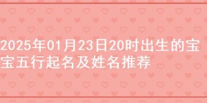 2025年01月23日20时出生的宝宝五行起名及姓名推荐