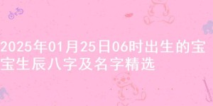 2025年01月25日06时出生的宝宝生辰八字及名字精选