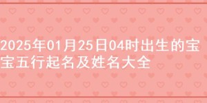 2025年01月25日04时出生的宝宝五行起名及姓名大全