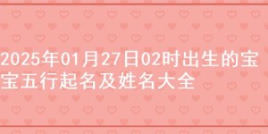 2025年01月27日02时出生的宝宝五行起名及姓名大全