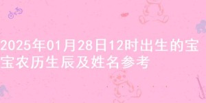 2025年01月28日12时出生的宝宝农历生辰及姓名参考